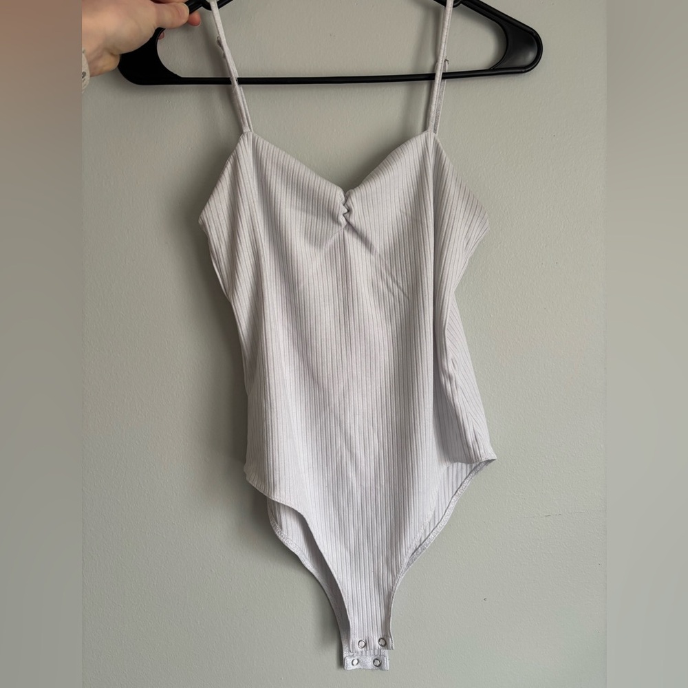 Forever 21 White Ribbed Bodysuit